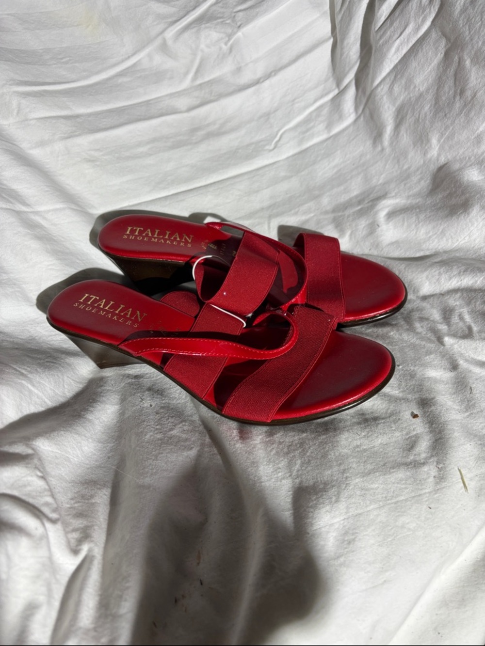 Italian Shoemakers Red Slip-On Wedge Sandals